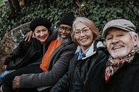 Senior friends taking selfie in the park