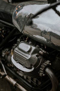 Motorcycle engine, close up photo
