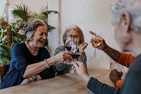 Friends celebrating at wine bar