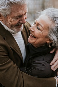 Lovely senior couple hugging each other 