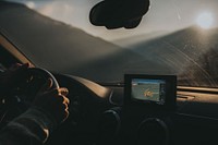 Free man driving With GPS image, public domain design CC0 photo.