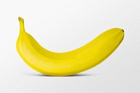 Organic banana clipart, yellow fruit on white background psd