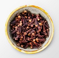Indian spice cloves in a bowl, food photography psd