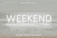 WEEKEND white neon word editable vector text effect