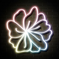 Glowing colorful neon flower psd