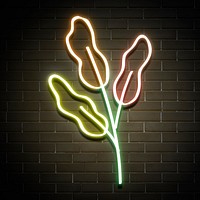 Glowing neon sign branch botanical doodle
