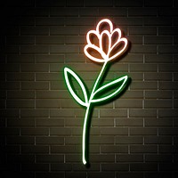 Neon wild flower glowing botanical doodle