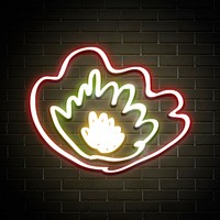 Neon poppy flower sign psd