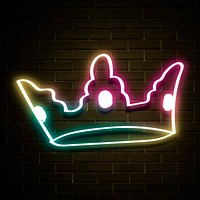 Rainbow glow neon crown doodle