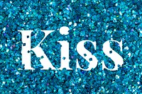Psd word kiss glitter typography