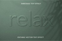 Word embossed editable vector text effect on green