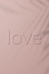 Word love embossed font psd text typography