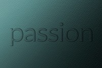 Passion emboss typography psd on paper texture