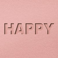 Psd happy paper cut lettering word art