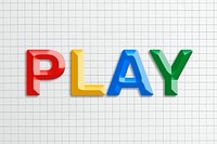 Colorful play word psd bevel typography 3d effect