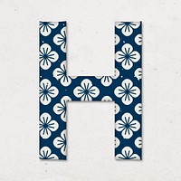 Floral Japanese letter h vector typography