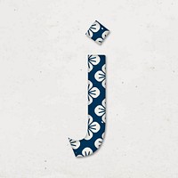 Letter i Japanese flower vector blue pattern typography