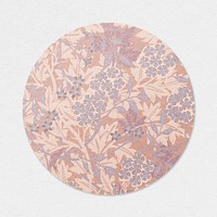 Jasmine flower psd round sticker remix from artwork by William Morris