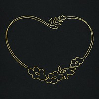 Vector golden botanical heart shaped frame