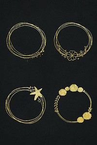 Vector gold effect round frame set