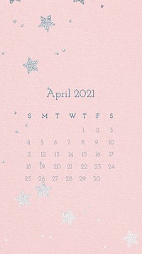 Calendar 2021 April editable template phone wallpaper psd 