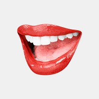 Wide smile with teeth psd woman&rsquo;s red lips with teeth design element