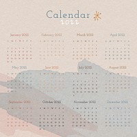 Aesthetic 2022 monthly calendar template psd, abstract design