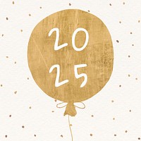 2025 gold balloon happy new year aesthetic season's greetings text on black background psd