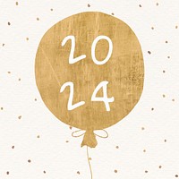 2024 gold balloon happy new year aesthetic season's greetings text on black background psd
