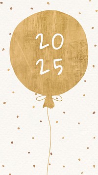 2025 gold balloon wallpaper, HD new year background psd