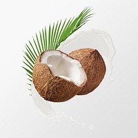 Coconut milk splash clipart, fruit abstract graphic psd