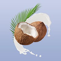 Coconut milk splash clipart, fruit abstract graphic psd
