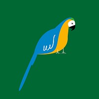 Blue parrot bird  aesthetic illustration