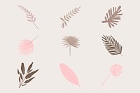 Pastel botanical tropical leaf set vector