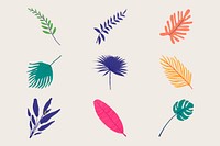 Aesthetic botanical tropical leaf set psd 