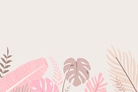 Pink botanical border frame, aesthetic tropical background vector