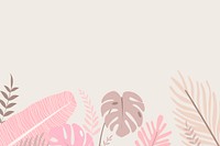 Pink botanical border frame, aesthetic tropical background psd