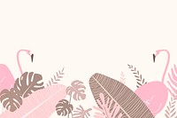 Pink botanical border frame, tropical background with flamingos vector