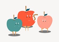 Colorful apples fruit clipart, cartoon illustration vector