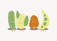 Vegetables sitting sticker cartoon illustration vector