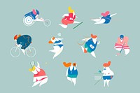 Colorful sports doodle sticker, Olympics competition set illustration psd