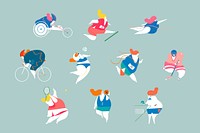 Colorful sports doodle sticker, Olympics competition set illustration vector