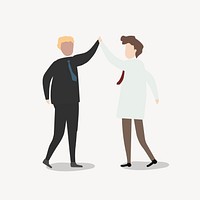 Business people high five clipart, teamwork, cartoon illustration vector