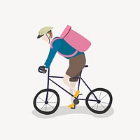 Man riding bicycle clipart, sustainable lifestyle illustration