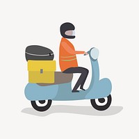 Delivery man clipart, riding motorcycle vector