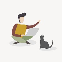 Man working on laptop clipart, character illustration vector
