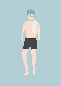 Professional swimmer clipart, male athlete, character illustration