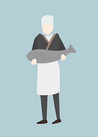 Japanese chef clipart, culinary artist, job illustration psd