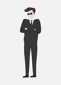 Security guard clipart, man in suit, job, character illustration psd