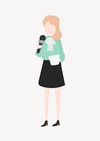 Female news presenter clipart, journalism job cartoon vector